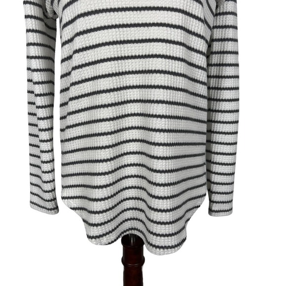 LOFT‎ STRIPED MOCK NECK WAFFLE KNIT PULLOVER SWEATER PRE-OWNED SIZE XS - Picture 3 of 13